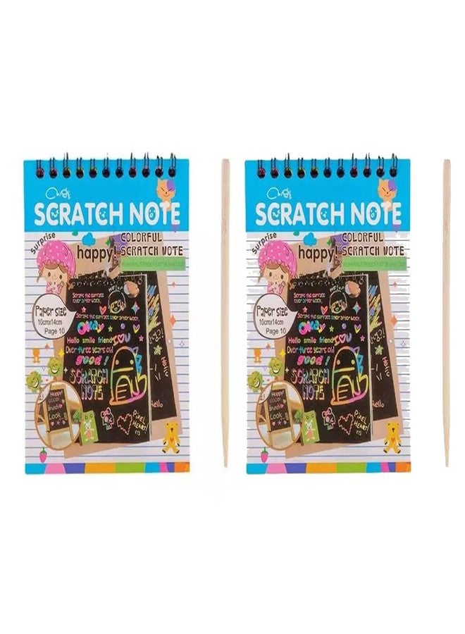 PRIMEFAIR Scratch Art Notebook Kids Rainbow Colorful Scratch Art Kit Drawing Painting Paper Notebook with Drawing Stick Gift (Pack of 2) - Image 1
